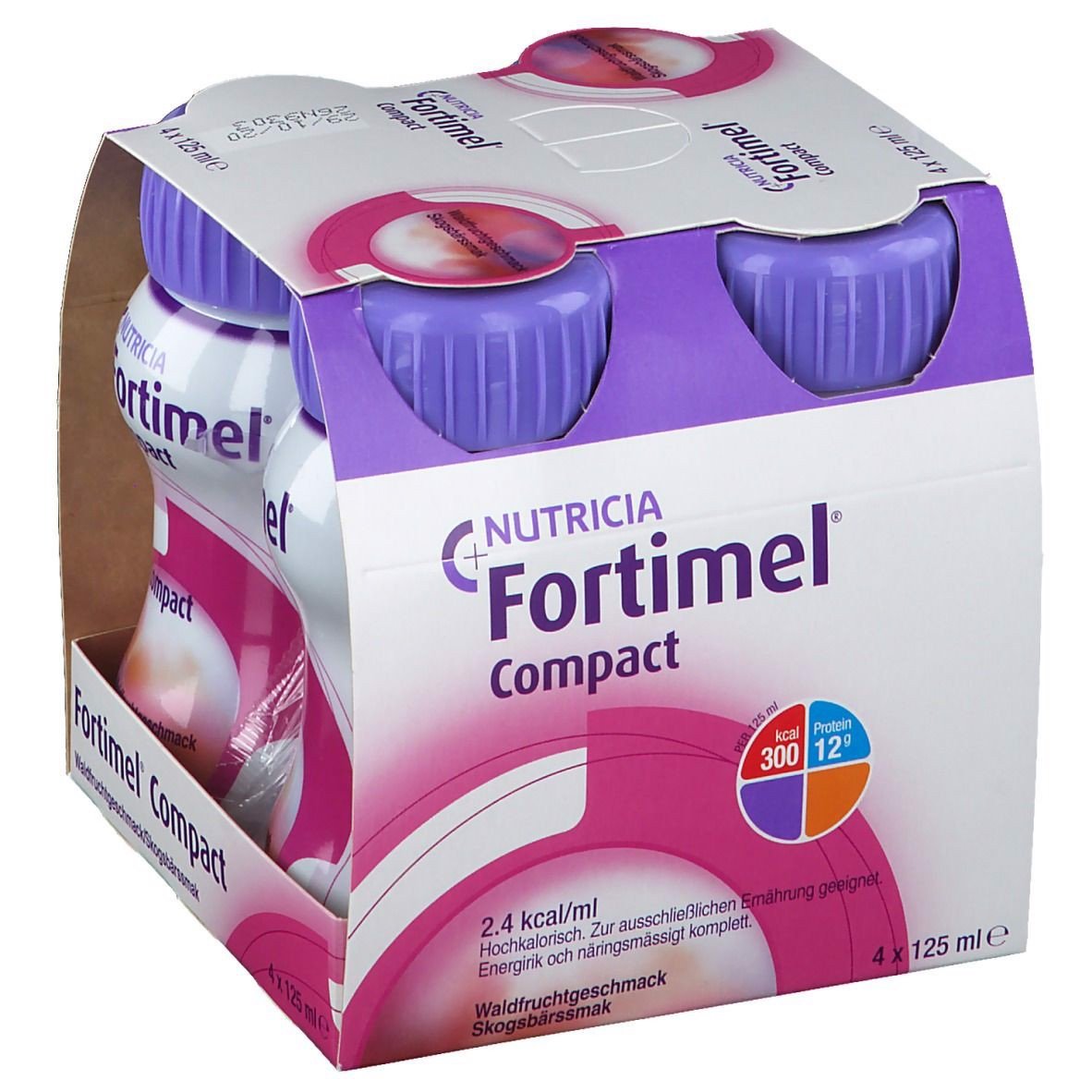 Hộp 4 chai sữa nước Fortimel protein 125ml vị dâu