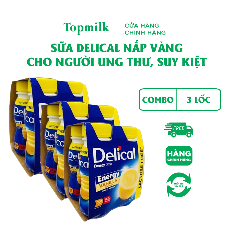 Combo 3 lốc Sữa Delical nắp vàng