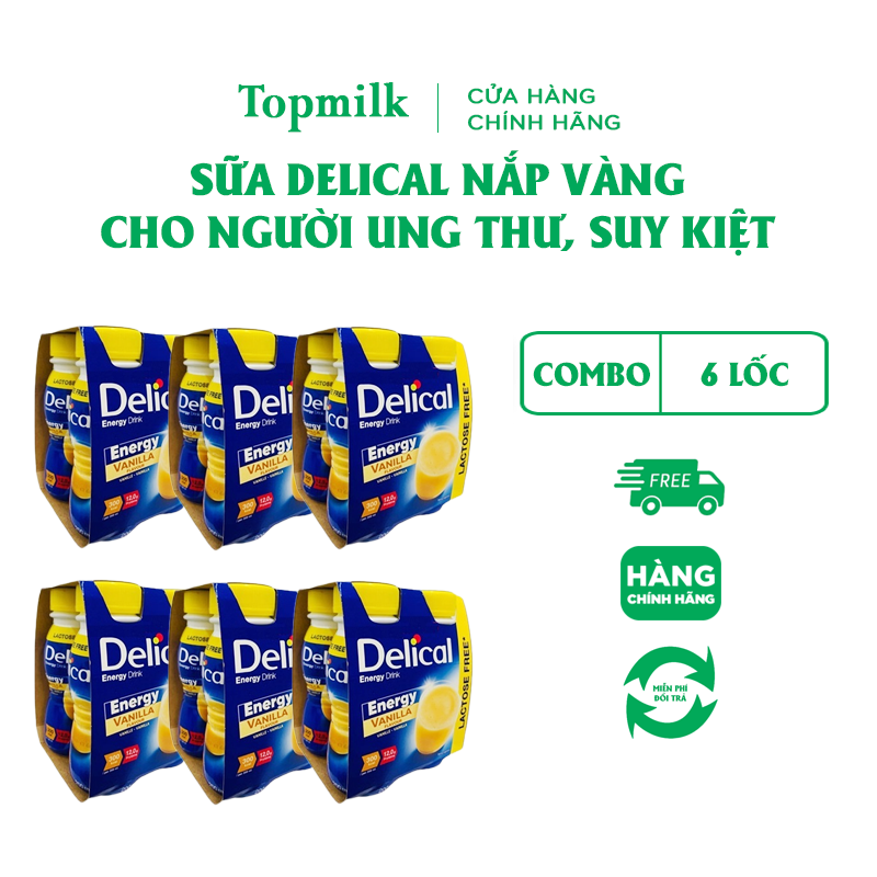 6 lốc Sữa Delical nắp vàng