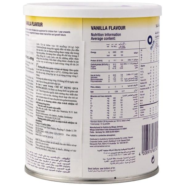 Thành phần dinh dưỡng trong sữa Nutrinidrink
