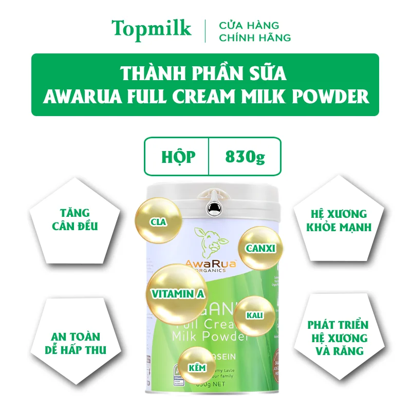 thành phần Sữa Awarua Full Cream Milk Powder